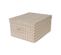 Compactor Scatola Portaoggetti Pieghevole Con Coperchio, Large, TNT e Cartone, 40 x 50 x 25 cm, Gamma Rivoli, Marrone/Bianco, RAN10904