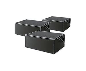 Compactor Set di 3 Custodie per Piumone, Gamma Urban, Nero, Polipropilene, 55 x 45 x 25 cm, RAN9839