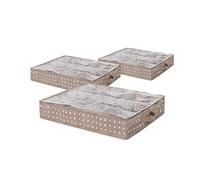 Compactor Set di 3 Custodie Rivoli Sottoletto per Scarpepiatte, 12 Scomparti, Polipropilene e Eva, Marrone/Bianco, 76 x 60 x H. 15 cm, RAN9818