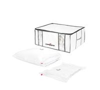 Compactor Set di 3 Scatole Sottovuoto Semi-Rigide 3D XXL con 2 Sacchi Offerti, Bianco/Trasparente