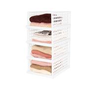 Compactor SLIDER Organizer Armadio con Cassettino Estraibile, Set da 4 Scaffali Modulabili Regolabili in Plastica BPA Free per Vestiti, Armadi, Bagno, Bianco, Taglia Maxi (34 x 45 x 18 cm)