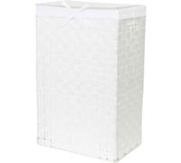 Compactor Tex Cesto Portabiancheria Quadrato Con Coperchio, Bianco, Tessuto Con Struttura In Metallo, Fodera In Lino Rimovibile, 38 x 25 x 60H cm, RAN6893
