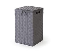 Compactor Tex Cesto Portabiancheria Quadrato Con Coperchio, Grigio, Tessuto Con Struttura In Metallo, Fodera In Lino Rimovibile, 30 x 30 x 50 cm, RAN6890