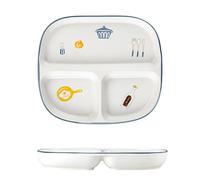 CompadreBol Piatto diviso in ceramica, Piatto piano per il controllo della dieta con graziosi motivi decorativi, Adatto per pasta, bistecche, frutta, insalata e pane, Utilizzabile nel microonde