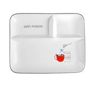 CompadreBol Piatto diviso in ceramica, Piatto Rettangolare con Scomparti per evitare che i sapori si mescolino, Adatto per pasta, frutta, insalata e pane, Adatto al forno a microonde