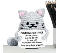 Compage Felino Coconfortante - Figure di Gattino Lavorate a Mano Con Affermazioni Edificanti | Animale Uncinetto Terapeutico, Fidanzato Peluche Ispirante Per Il Sollievo L'Anxi