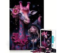 Compagni fantasiosi︰ Giraffa e Strega Buona Puzzle da 1000 pezzi per ragazzi Gioco di concentrazione mentale Taglio di precisione Bordi lisci Gioco perfetto come regalo di Natale (38x52cm)