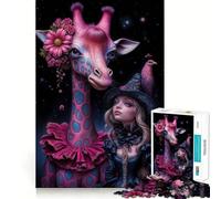 Compagni fantasiosi︰ Giraffa e Strega Buona Puzzle per adulti da 1000 pezzi Gioco di logica Taglio di precisione Bordi lisci Regalo perfetto per riunioni di famiglia (38x26cm)