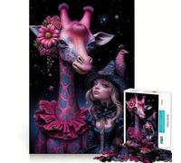 Compagni fantasiosi︰ Puzzle Giraffa e Strega Buona 1000 pezzi Gioco di memoria Divertente Taglio di qualità professionale Regalo premuroso per l'attività mentale (50x75cm)