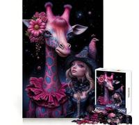 Compagni fantasiosi︰ Puzzle Giraffa e Strega Buona per adulti 1000 pezzi Esercizio intelligente Divertimento leggero Bordi precisi Regalo per le vacanze (38x52cm)