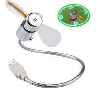 Compagno del cronometrista: ventilatore con orologio a LED USB, display con messaggi programmabili e pale in silicone sicure al tatto.