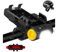 Compagno di ciclismo: faro a LED impermeabile IPX4 per bicicletta e caricatore per smartphone, ricaricabile tramite USB, per avventure sicure e