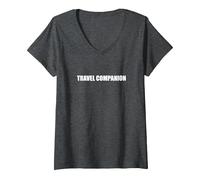Compagno di Viaggio Maglietta con Collo a V, Donna, Grigio Scuro, M