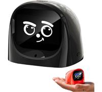 Compagno robot interattivo da scrivania AI, oltre 20 espressioni, base magnetica, altoparlante wireless for desktop da cruscotto dell'auto(Black)