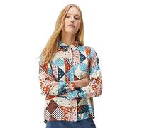 Compania Fantastica LENZING™ ECOVERO™ Camicia a maniche lunghe con stampa patchwork in viscosa, Marrone, 46