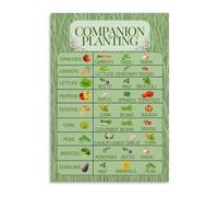 Companion Planting Guide Vegetable Herb Chart Gardening Poster Organic Garden Reference for Home Backyard Greenhouse Kitchen Study Wall Art(Framed,12x18inch(30x45cm))