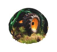 Company Farm Tractor Print Large Shower Cap,Elastic Band Hair Cap,Double Waterproof Layers Bath Hair Hat,For Women Men