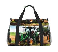 Company Farm Tractor stampa Grande Tela Viaggio Duffel Bag Weekender Borse per le Donne Pernottamento Bag Carry On Tote Bag, nero, Taglia unica
