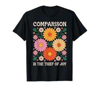 Comparison is The Thief of Joy Boho Floral Inspirational Maglietta