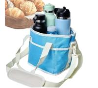 Compartment Drink Carrier, Water Bottle Tote Bag, Regolabile Strap Organizer, Four Slot Beverage Holder Camping Hiking Walking Beach Gym Travel Picnic Outdoor Portable Storage Hydration System, blu