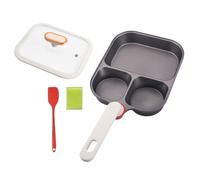 Compartment Titanium Pan - Non Stick Egg Breakfast Skillet With Lid Spatula, Round Square Divided Cooker, Durable Titanium Construction | Convenient Pancake Omelette Bacon Frying Accessory For Stove