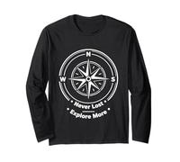 Compass Adventure Never Lost Explorer Progettazione Grafica di Viaggio Maglia a Manica