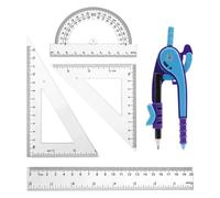 Compass Da 1 -Parte, 1 Pezzo Di Matita E 4 Pezzi Di Righelli Di Plastica, Strumenti Di Disegno, Linee Di Strumenti Di Misurazione, Materiale Scolastico, Studenti.