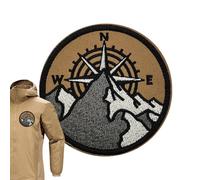 Compass Patch - Polyester 8x8cm Round Embroidered Hook And Loop Badge Single Piece Mountain Navigation Design - Morale Emblem - Backpack Jacket Accessory