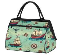 Compass Sailboat Gym Bag per uomini e donne, vintage modello barca viaggio sport borsone impermeabile weekend pernottamento borsa leggera bagaglio tote