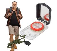 Compass Survival, Hiking Camping Compass, Portable Navigation with Bias Adjustment, Field Base Plate for Map Reading, Outdoor Activity, Acrylic+ABS, Light/White, 10.86.42cm