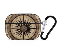Compass Wind Road Map AirPod Pro, custodia rigida antigraffio in policarbonato con portachiavi, accessorio per AirPod Pro 2°/1° custodia per donne e uomini, stile nero