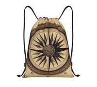 Compass Wind Road Map Print Sacca con Cordoncino Zaini Sportivi Moda Unisex Borsa con Cordoncino per Viaggi Vacanze Yoga 36X42Cm