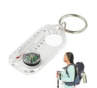 Compasses Thermometers Keychain - Pocket Survival Compass, Small Compasses Thermometers Keychain - Small 3-in-1 Guiding Keyring For Outdoor Hiking, Camping - Compact Survival Tool