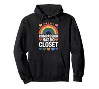 Compassion Has No Closet Rainbow Pride Gay Lesbian Felpa con Cappuccio