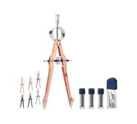 Compasso per geometria professionale Mr. Pen - Metallo oro rosa con blocco - Compasso per disegno e redazione - Mine extra incluse