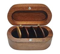 Compasty Porta-chitarra con 4 plettri in legno, espositore in legno naturale, mini scatola di immagazzinaggio per chitarra