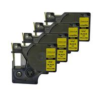 Compatibile 18432 S0718450 per DYMO Rhino IND Nero su Giallo Nastro Etichetta Vinile 12mm 1/2" (4PK)