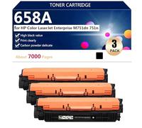 Compatibile 658A Cartuccia Toner Sostitutiva W2000A W2001A W2002A W2003A per HP Color LaserJet Enterprise M751dn 751n Stampanti, 7000 Pagine,3*Black