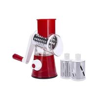 Compatibile con affettatrice manuale rotante for verdure e frutta 3 in 1, tagliaverdure portatile, grattugia for patate multifunzionale spiralizzatore(Red)