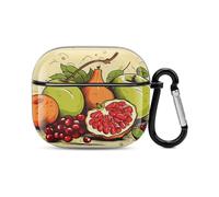 Compatibile con AirPods di terza generazione, custodia protettiva rigida in policarbonato stampato con stampa di frutta per Apple AirPods 3, con portachiavi, supporto ricarica wireless