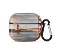 Compatibile con AirPods di terza generazione, custodia rigida in PC con stampa Golden Gate Bridgeprinted resistente agli urti per Apple AirPods 3 con portachiavi supporto ricarica wireless