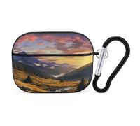 Compatibile con AirPods Pro di seconda generazione, custodia rigida antiurto in PC con stampa paesaggistica con paesaggio di montagna per Apple AirPods Pro 2 con portachiavi supporto ricarica wireless