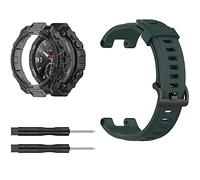 Compatibile con Amazfit T-Rex/T-Rex Pro, custodia protettiva trasparente in TPU e cinturini di ricambio in morbido silicone per smartwatch Huami T-Rex (cinturino nero + custodia trasparente)