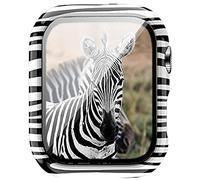 Compatibile con Apple Watch SE Series 6, 5, 4, 3, 2, 1, 40 mm, 44 mm, 42 mm, 38 mm, motivo leopardo/floreale, pellicola protettiva in vetro temperato resistente agli urti (zebra, 40 mm)