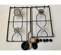kit rinnovo griglie + 4 bruciatori 4 anelli spartifiamma 4 piattelli neri smaltati 4 manopole PF 640-8033266100636