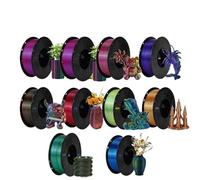 Compatibile Con Bambu Lab, Filamento 3D Multimateriale Da 1,75 Mm, PLA PETG SILK TPU Confezione Da 5/10(Silk Triple 10kg Mix)