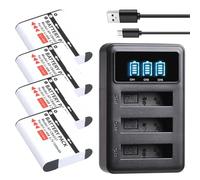 Compatibile con batteria e caricabatterie Olympus LI-90B LI-92B, 1500 mAh for XZ-2 SH-50 SH-1 SP-100 Tough TG-1 TG-2 TG-3 TG-4(4Batteries 1Charger)