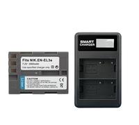 Compatibile con batteria Nikon EN-EL3e con caricabatteria for D30 D50 D70 D70S D90 D80 D100 D200 D300 D300S 3000mAh(1 Battery Charger)