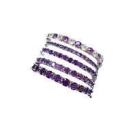 Compatibile con bracciale tennis in argento sterling S925 con ametista - Design romantico con pietra preziosa viola rotonda naturale da 3/4/5 mm(5mm Amethyst_7 inches)