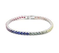 Compatibile con bracciale tennis rotondo da 3,0 mm con zaffiri arcobaleno sfumati, gioielli unisex alla moda S925, zaffiri colorati coltivati in laboratorio, personalizzati(Gradient Rainbow_18cm)